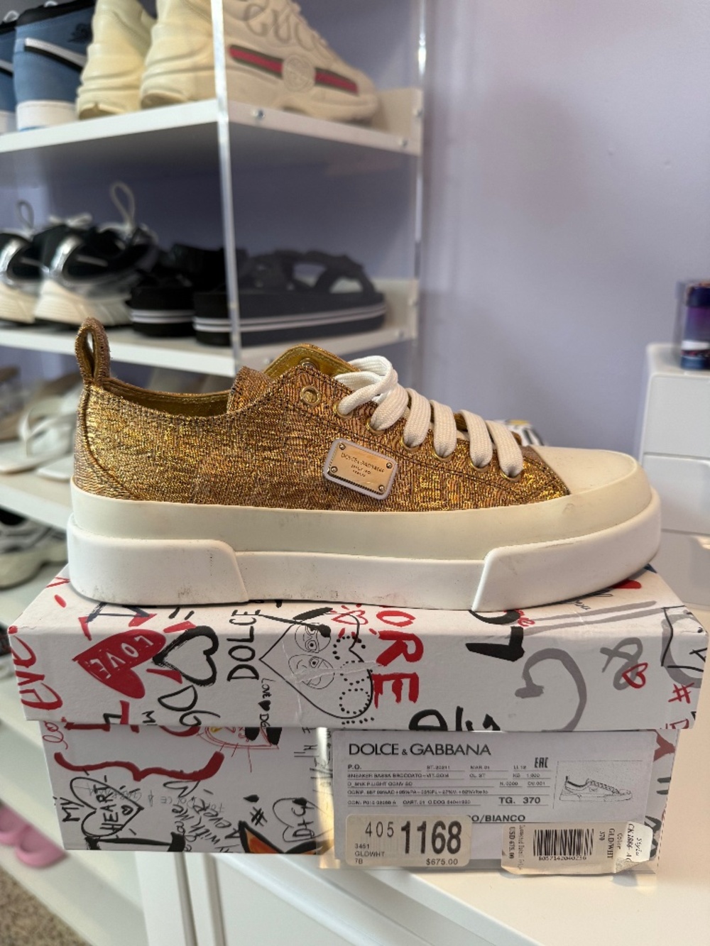 Dolce and Gabbana Gold sneakers